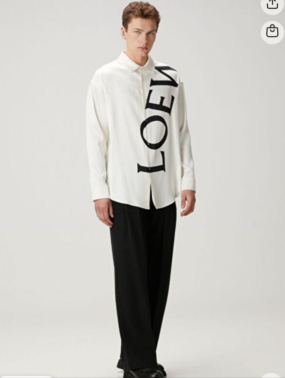 LOEWE Pointed-Collar Logo-Pattern Silk Shirt